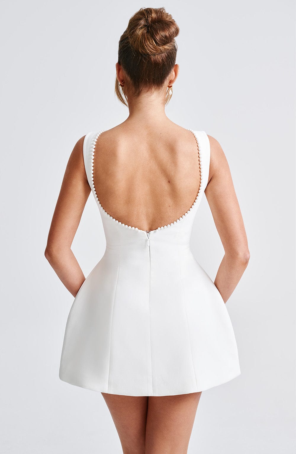 Women's Bridal Crepe Dress with Pearl Trim - Image 10