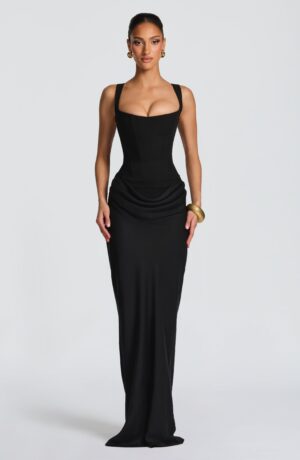 Women's Dress Black Corset Bodice Lace-Up Back
